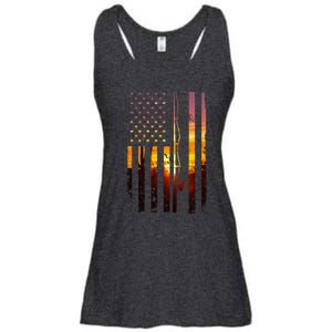 American Flag Fish Fisher Fisherman Funny Bass Fishing Usa Ladies Essential Flowy Tank