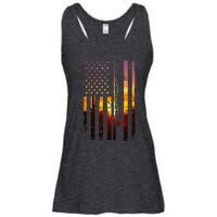 American Flag Fish Fisher Fisherman Funny Bass Fishing Usa Ladies Essential Flowy Tank