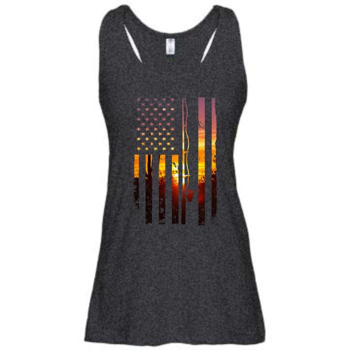 American Flag Fish Fisher Fisherman Funny Bass Fishing Usa Ladies Essential Flowy Tank