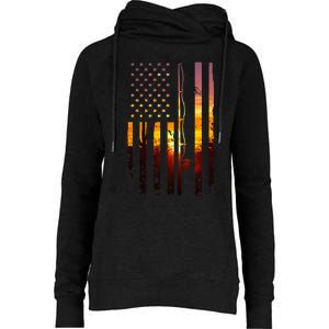 American Flag Fish Fisher Fisherman Funny Bass Fishing Usa Womens Funnel Neck Pullover Hood