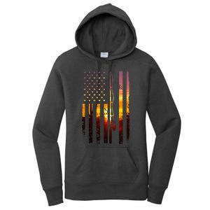 American Flag Fish Fisher Fisherman Funny Bass Fishing Usa Women's Pullover Hoodie