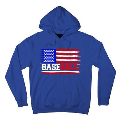 American Flag Funny Baseball Softball Mama Papa Gift Tall Hoodie