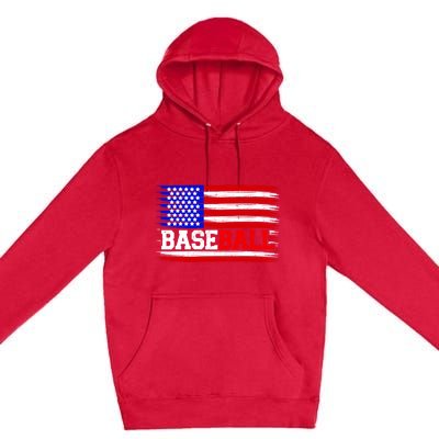 American Flag Funny Baseball Softball Mama Papa Gift Premium Pullover Hoodie