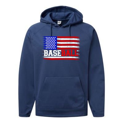 American Flag Funny Baseball Softball Mama Papa Gift Performance Fleece Hoodie