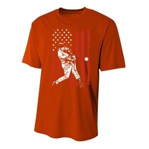 American Flag Funny Retro Baseball Lover Batter Baseball Cute Gift Performance Sprint T-Shirt