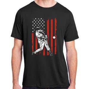 American Flag Funny Retro Baseball Lover Batter Baseball Cute Gift Adult ChromaSoft Performance T-Shirt