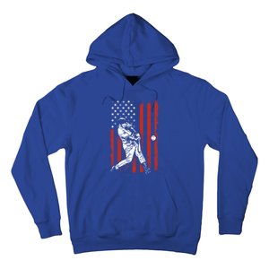 American Flag Funny Retro Baseball Lover Batter Baseball Cute Gift Hoodie