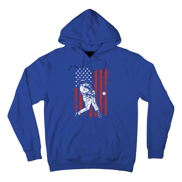 American Flag Funny Retro Baseball Lover Batter Baseball Cute Gift Hoodie