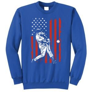 American Flag Funny Retro Baseball Lover Batter Baseball Cute Gift Sweatshirt