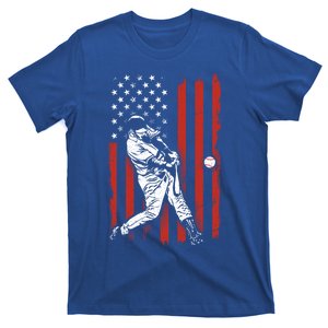 American Flag Funny Retro Baseball Lover Batter Baseball Cute Gift T-Shirt