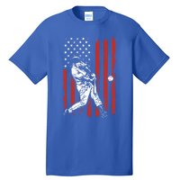 American Flag Funny Retro Baseball Lover Batter Baseball Cute Gift Tall T-Shirt