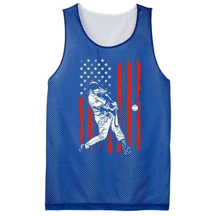 American Flag Funny Retro Baseball Lover Batter Baseball Cute Gift Mesh Reversible Basketball Jersey Tank