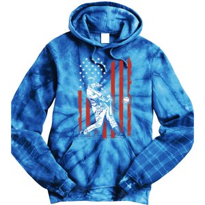 American Flag Funny Retro Baseball Lover Batter Baseball Cute Gift Tie Dye Hoodie