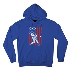 American Flag Funny Retro Baseball Lover Batter Baseball Cute Gift Tall Hoodie