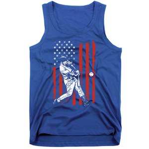 American Flag Funny Retro Baseball Lover Batter Baseball Cute Gift Tank Top