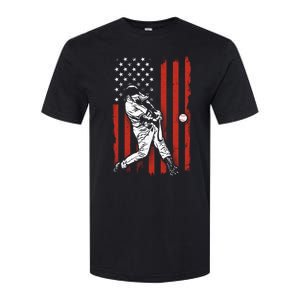 American Flag Funny Retro Baseball Lover Batter Baseball Cute Gift Softstyle CVC T-Shirt