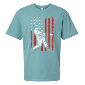 American Flag Funny Retro Baseball Lover Batter Baseball Cute Gift Sueded Cloud Jersey T-Shirt