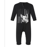 American Flag Farmer Chicken Lover Infant Fleece One Piece