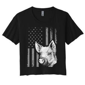 American Flag Farmer Chicken Lover Women's Crop Top Tee