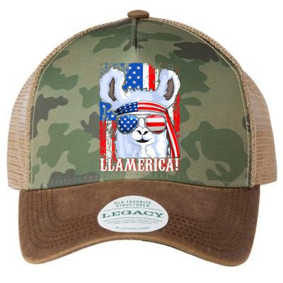 American Flag Funny 4th Of July Llamerica Legacy Tie Dye Trucker Hat