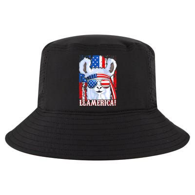 American Flag Funny 4th Of July Llamerica Cool Comfort Performance Bucket Hat