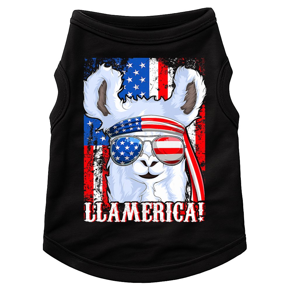 American Flag Funny 4th Of July Llamerica Doggie Tank