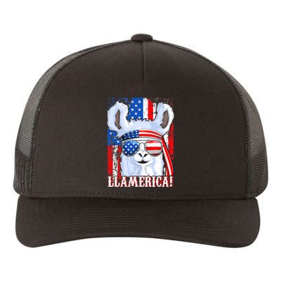 American Flag Funny 4th Of July Llamerica Yupoong Adult 5-Panel Trucker Hat