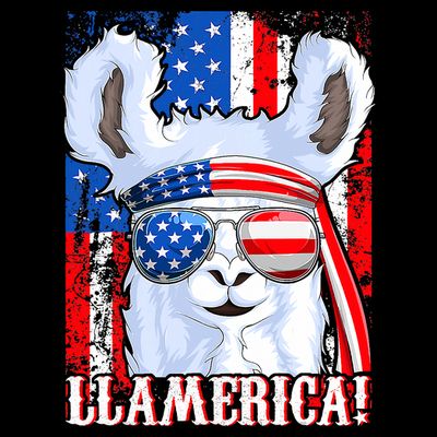 American Flag Funny 4th Of July Llamerica T-Shirt
