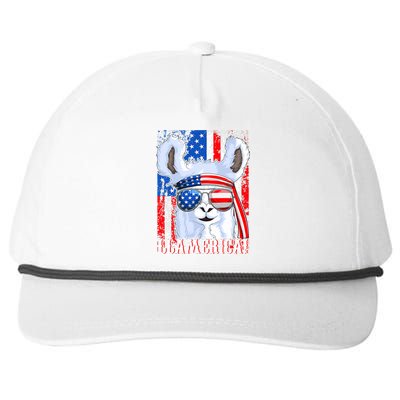 American Flag Funny 4th Of July Llamerica Snapback Five-Panel Rope Hat