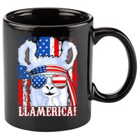 American Flag Funny 4th Of July Llamerica 11oz C Handle Ceramic Mug