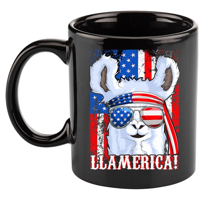 American Flag Funny 4th Of July Llamerica 11oz C Handle Ceramic Mug
