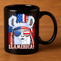 American Flag Funny 4th Of July Llamerica 11oz C Handle Ceramic Mug