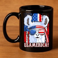 American Flag Funny 4th Of July Llamerica 11oz C Handle Ceramic Mug