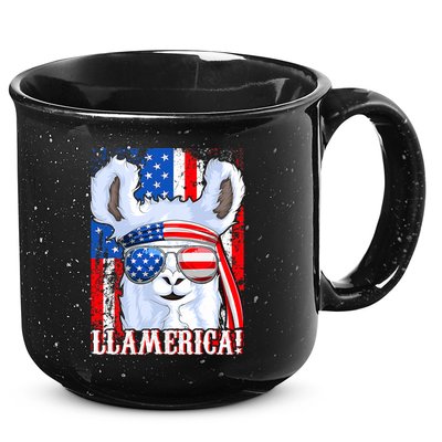 American Flag Funny 4th Of July Llamerica 15oz Campfire Ceramic Mug