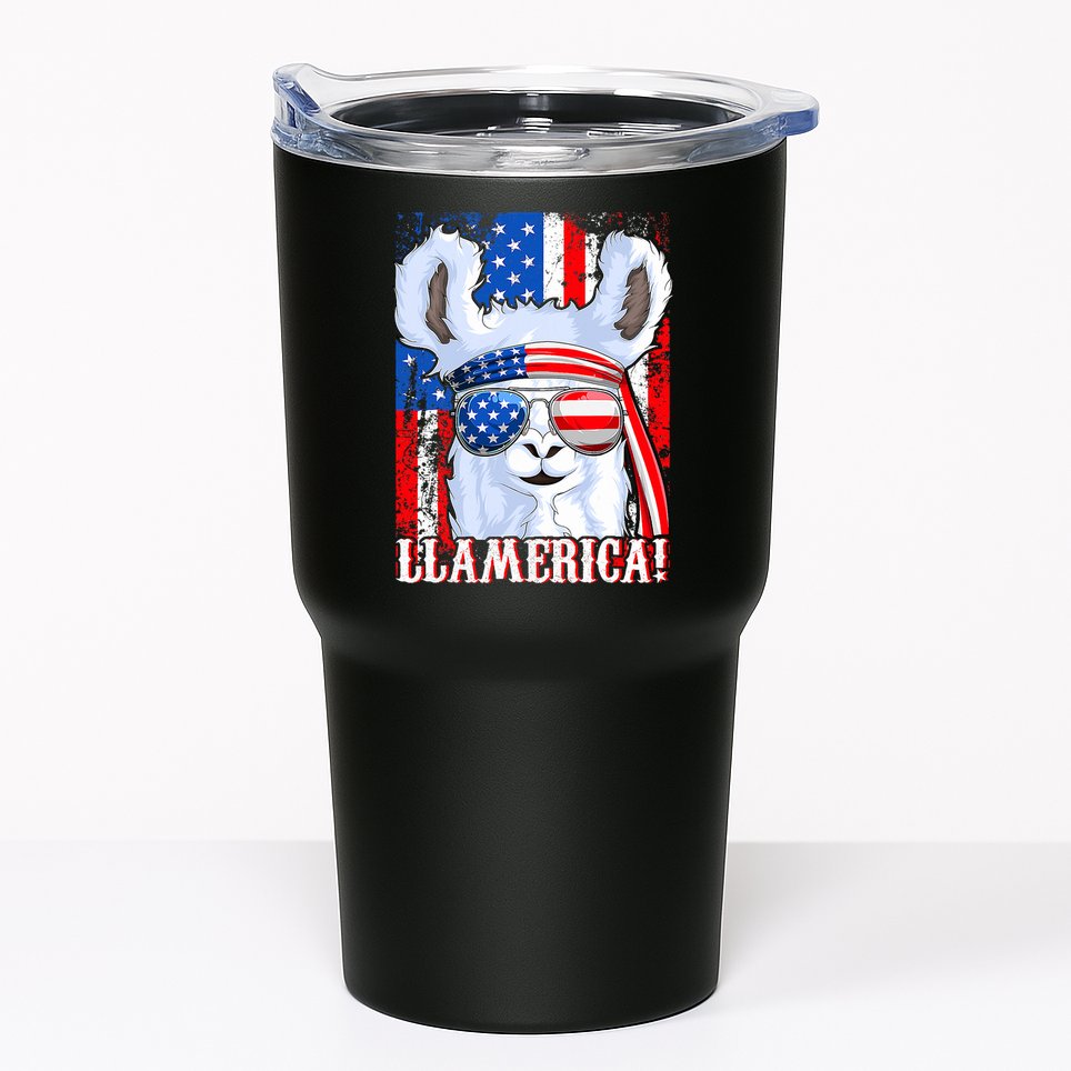 American Flag Funny 4th Of July Llamerica Tumbler