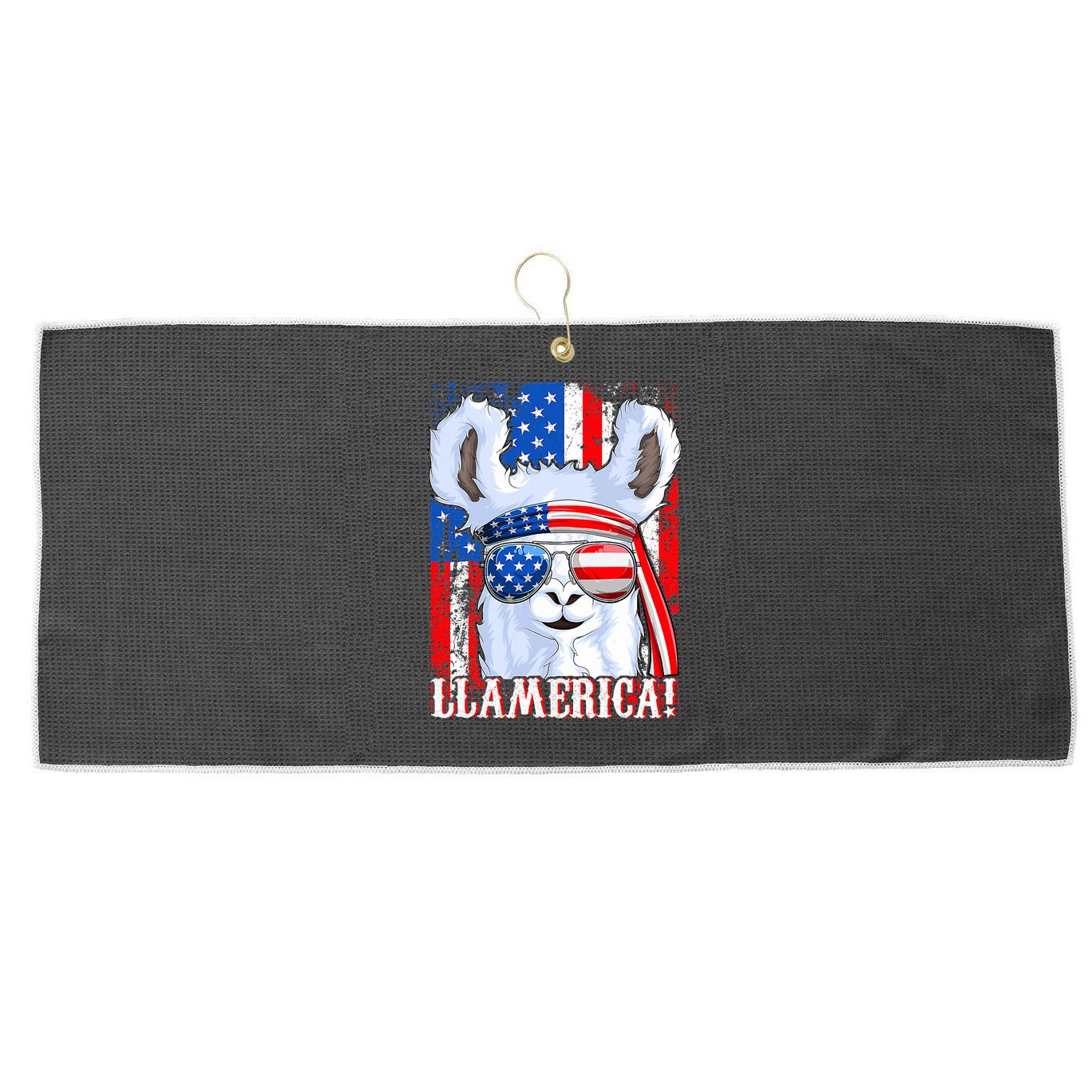 American Flag Funny 4th Of July Llamerica Large Microfiber Waffle Golf Towel