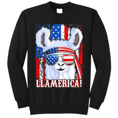 American Flag Funny 4th Of July Llamerica Tall Sweatshirt