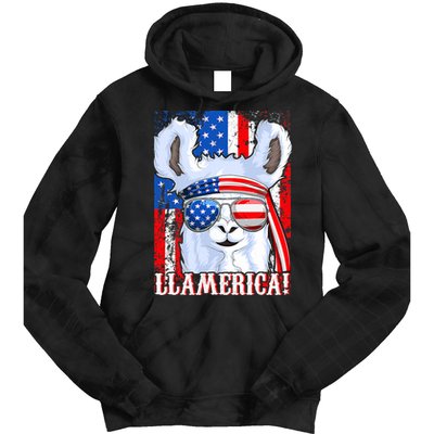 American Flag Funny 4th Of July Llamerica Tie Dye Hoodie