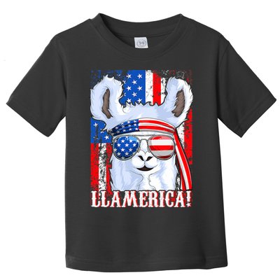 American Flag Funny 4th Of July Llamerica Toddler T-Shirt