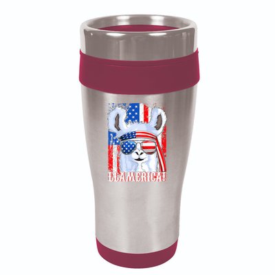 American Flag Funny 4th Of July Llamerica 16oz Travel Tumbler