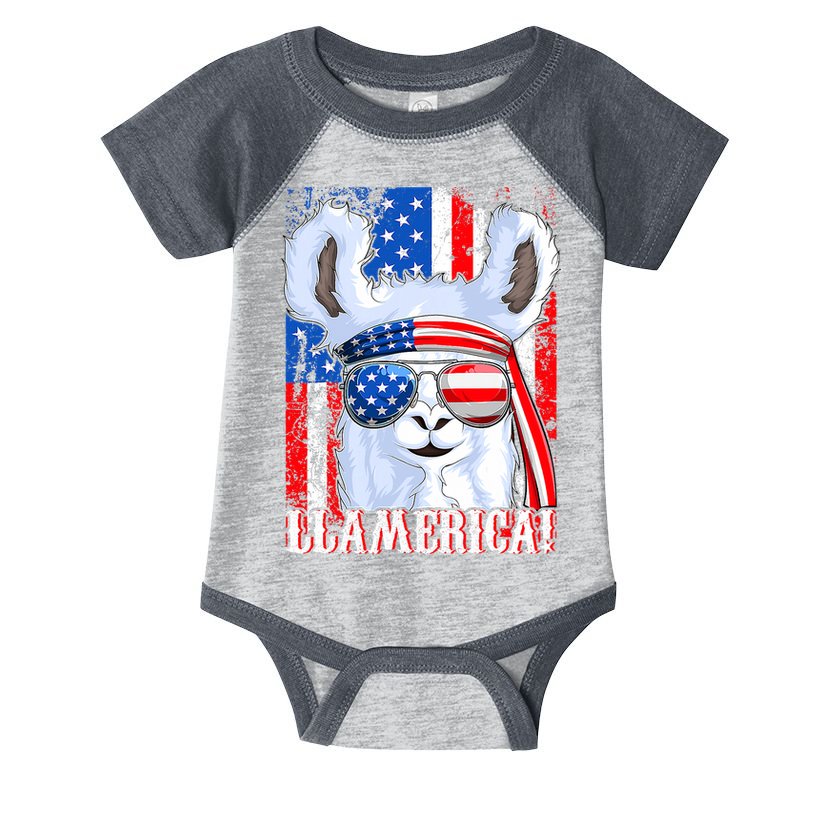 American Flag Funny 4th Of July Llamerica Infant Baby Jersey Bodysuit