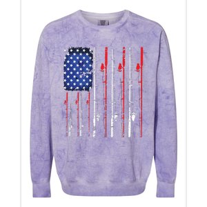 American Flag Fishing Rod Fishing Lover Colorblast Crewneck Sweatshirt