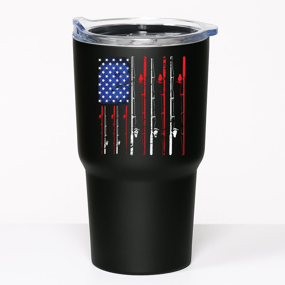 American Flag Fishing Rod Fishing Lover Tumbler
