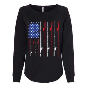 American Flag Fishing Rod Fishing Lover Womens California Wash Sweatshirt