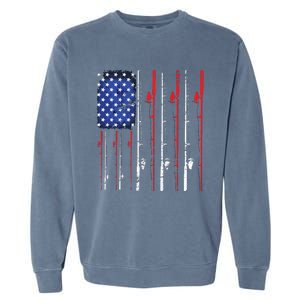 American Flag Fishing Rod Fishing Lover Garment-Dyed Sweatshirt