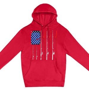 American Flag Fishing Rod Fishing Lover Premium Pullover Hoodie