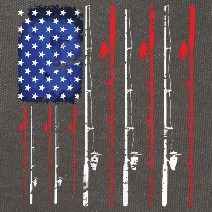 American Flag Fishing Rod Fishing Lover Cotton Canvas Backpack