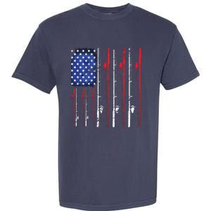 American Flag Fishing Rod Fishing Lover Garment-Dyed Heavyweight T-Shirt