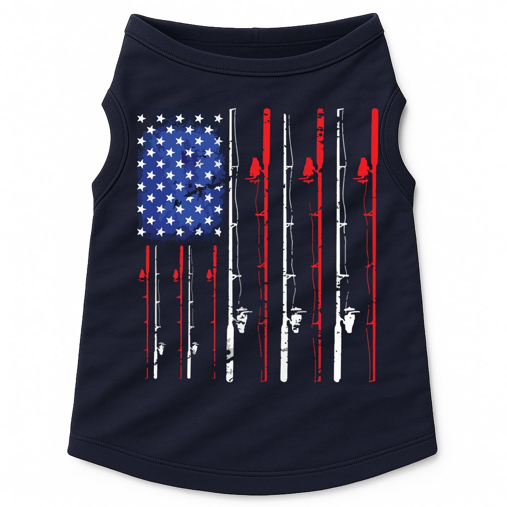 American Flag Fishing Rod Fishing Lover Doggie Tank