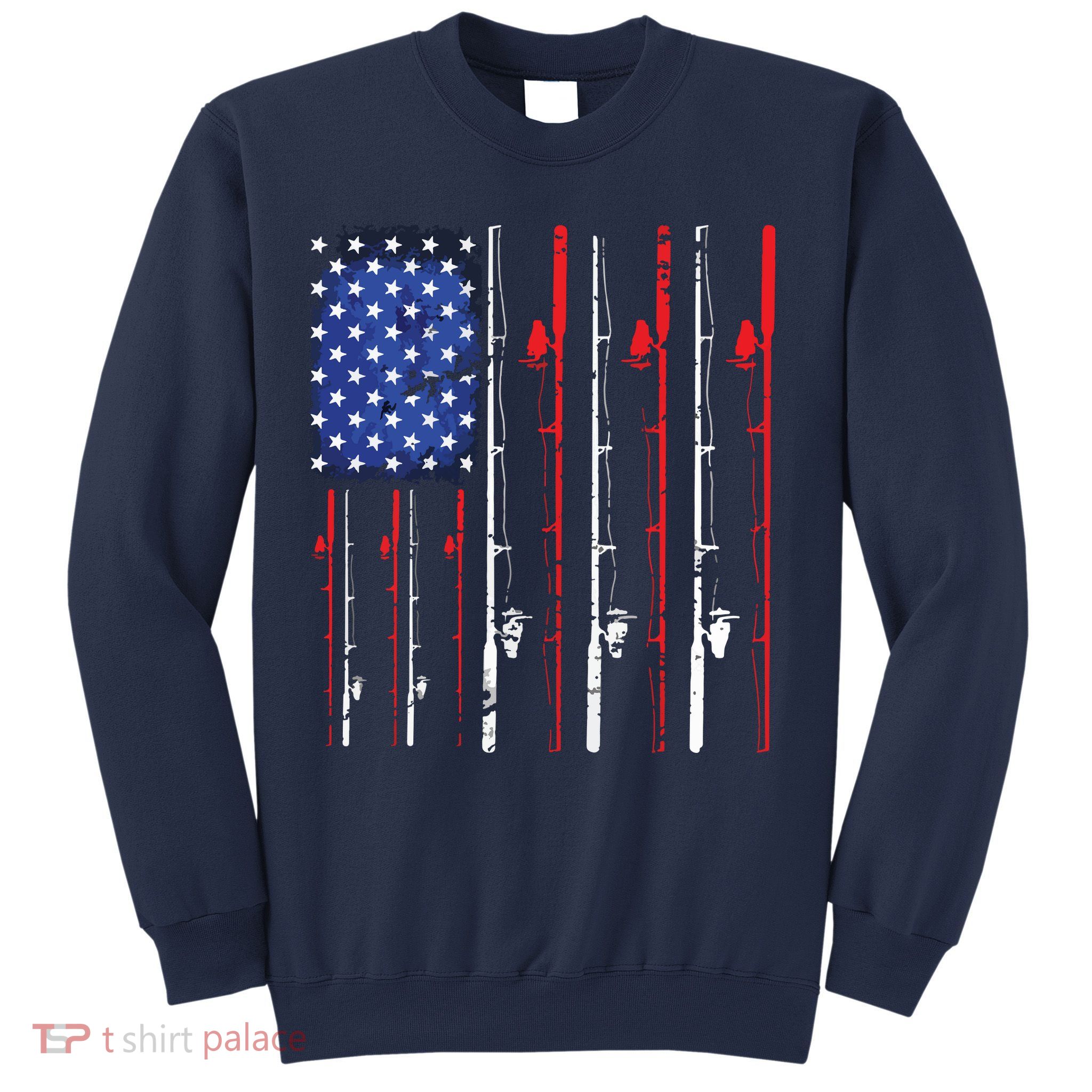 American Flag Fishing Rod Fishing Lover Sweatshirt
